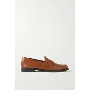 NWT Burberry Rupert Leather Penny Loafers Warm Oak Brown Coin Loafers Size 38.5